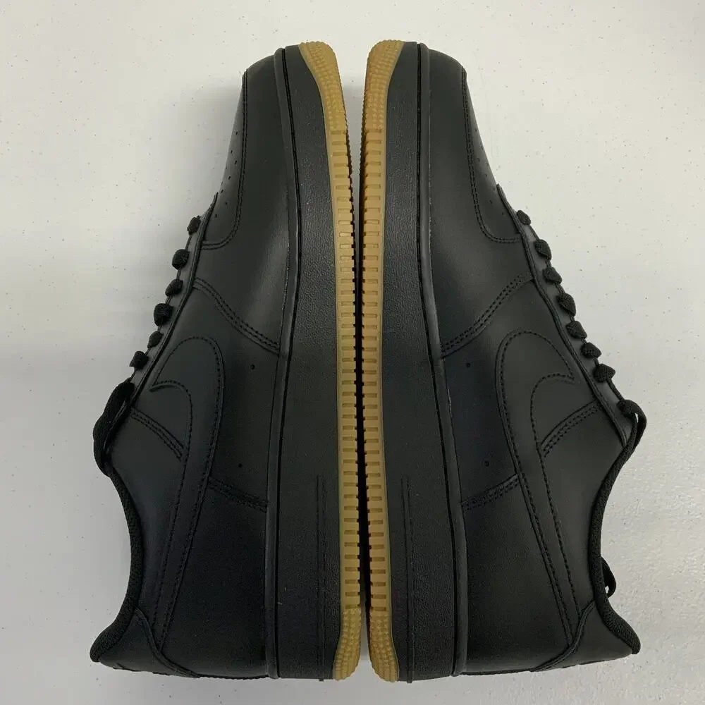 Nike Air Force 1 '07 Black Gum DZ4404 001 Size 13 Leather Light Brown Work Shoe